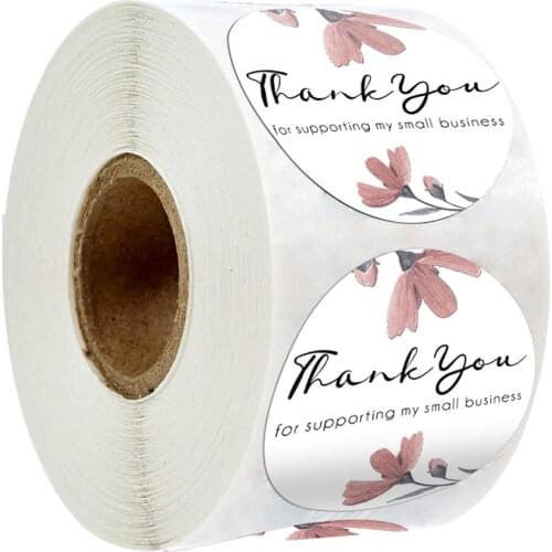 100-500pcs Labels Roll Flower Thank You Stickers Scrapbooking for Gift Decoration Stationery Seal Handmade 1inch
