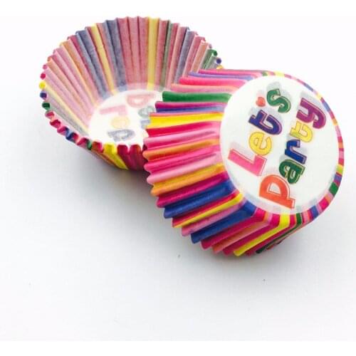 100Pcs/Lot Lets Party Cupcake Liners Food Grade Paper Cup Cake Baking Cup Muffin Kitchen Cupcake Cases Cake Molds