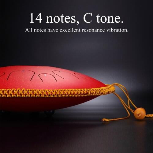 14 Inch 14 Note Alloy Steel Hand Pan Drum C Tone Manual Percussion Handpan Drum with Ebony Drumsticks