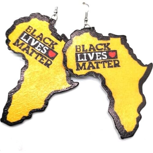 2019 Africa Black Lives Matter Wooden Earrings can mixed 5 colors