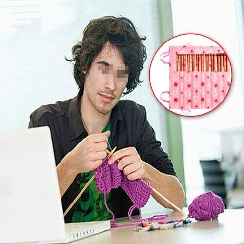 22pcs Bamboo Knitting Needles Set in Knitting Needle Case UK Size 11 9 8 7 6 5 4