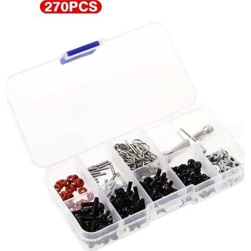 270pcs/set Flat Round Head Scews Shell Buckles RC Repair Tools Screws Hexagon Wrench Kit for HSP 1/10 RC Car