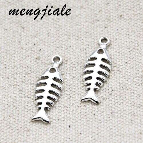 30pcs Antique Silver Small Fish Bones Charms Alloy Metal Pendants For DIY Handmade Fashion Jewelry Accessories Making 26*4mm