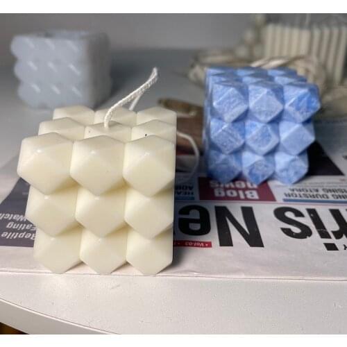 3d Geometry Silicone Candle Mold Candle Making Scented Handmade Cube Aromatherapy Molds Soy Aroma Wax Soap Molds