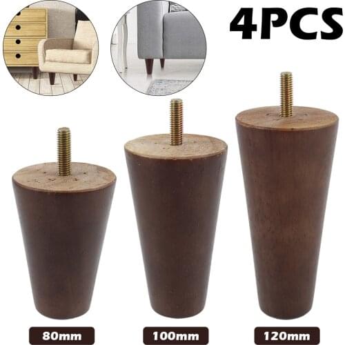 4Pcs/Lot Round Furniture Legs Replacement Wooden Sofa Legs Table Chair Stool Cabinets Feet Multi-size Furniture Tapered Legs