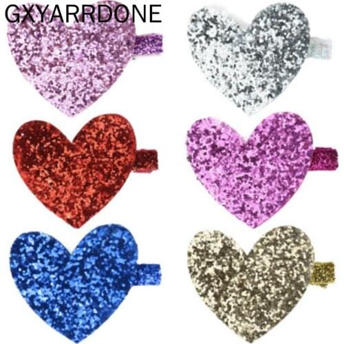 6pcs/lot Handmade Sequins Heart/Lip/Star Girls Hair Bows Clips Shiny Glitter Cute Hairpins Barrettes Haar Diy Hair Accessoires