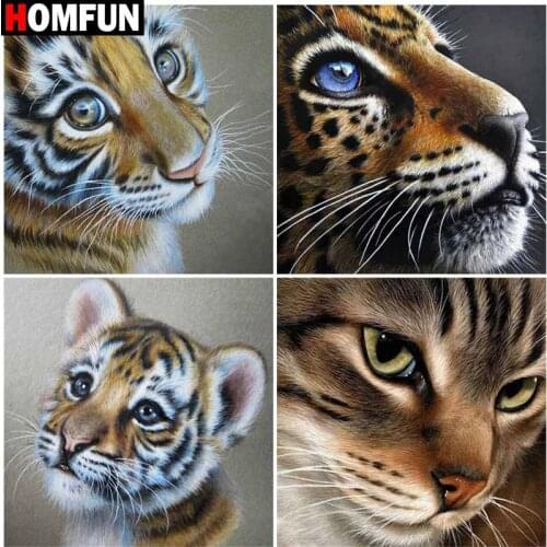 HOMFUN Diy 5d Diamond Painting "Animal tiger theme" Cross Stitch Square Round Diamond Embroidery Handwork Rhinestone Art