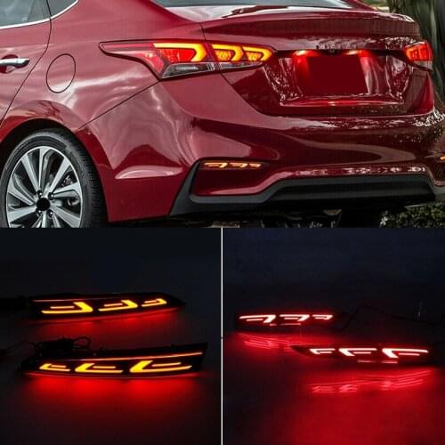 AU04 -for Hyundai Accent 2017-2019 LED Rear Bumper Reflector Brake Light Fog Light Lamp Indicator Lights Taillights