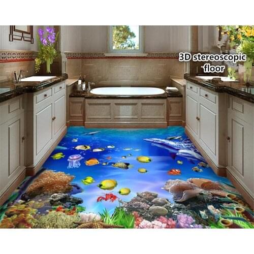 Beibehang Custom wallpaper for walls 3 d thickened childrens favorite fashion wall paper ocean washroom 3D stereoscopic floor