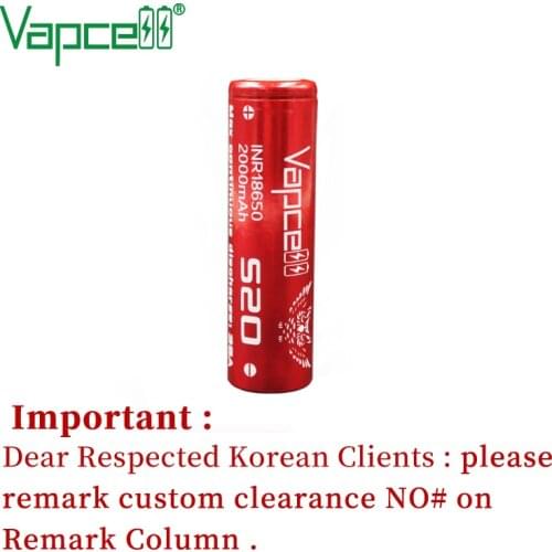 Free shipping Vapcell original INR 18650 2000mah 35A S20 li lon battery rechargeable 3.7v cell for flashlight batteries