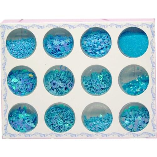 Galaxy Stars Nail Art Glitter Love Heart Round Shape Sequins Nail Glitter Decor Accessories Paillette Flakes Manicure Tools Blue