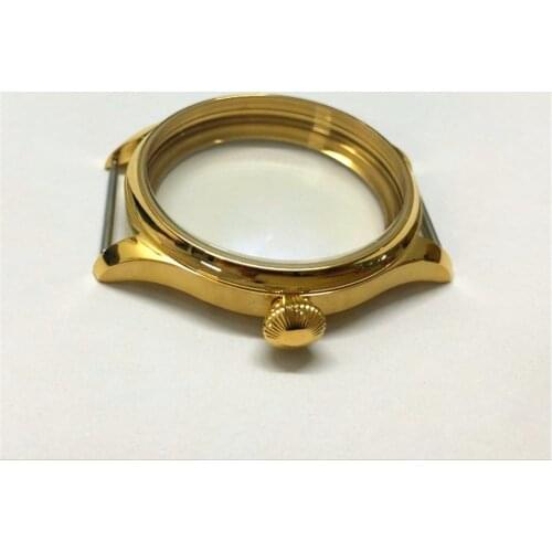 Stainless Steel 44mm Watch Case vacuum plating 18K gold For ETA 6497/6498 ST3600/3621 Mechanical Watch Movement Repair