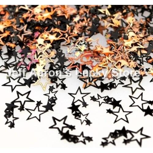 Black metal nail foil decals slice 3d nail art decorations tools nail sequin stars design