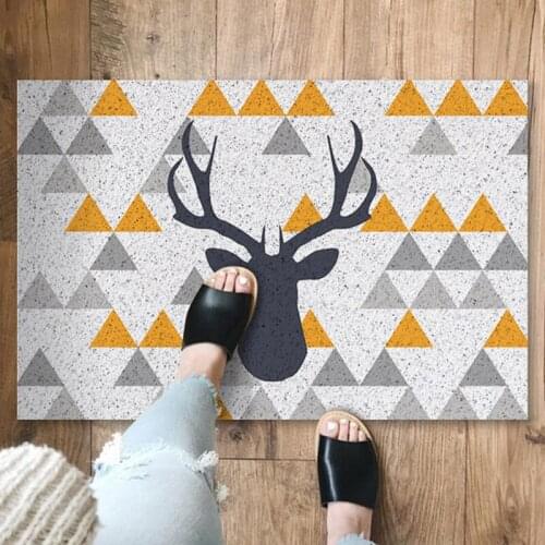 Deer Head Design Home Door Mat Carpet Living Room Mat PVC Anti-Slip Mat Silk Loop Dustproof Entrance Door Mat Custom Mat Carpet