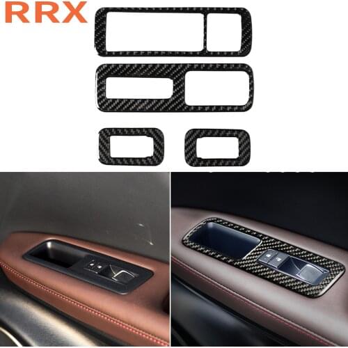 For Lexus RX300 270 200T 450H 2016-19 Car Armrest Panel Lift Buttons Sticker Carboon Fiber Driver Side Door Control Accent Cover