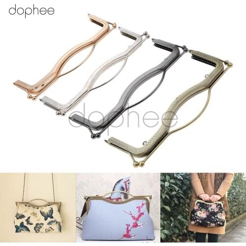 Dophee 1pcs 27cm Square Metal Purse Frame Big Kiss Clasp Handle Embossing 4 Colors DIY Coin Purse Partchwork Bags Hardware