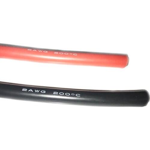 Electrical Wires 6AWG 7AWG 8AWG Silicone Rubber Wire Soft Flex Silicon Wire Black Red 0.5m