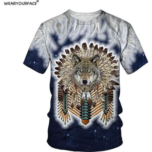 Indian Wolf 3D All Over Print T Shirts Short Sleeve Hipster Streetwear Vocation Casual Women Unisex Oversize Clothing