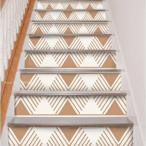 The Geometric World Outlined by Rectangles and Lines Stair Riser Peel Sticker Vinyl Murals Waterproof Home Decor YT6266