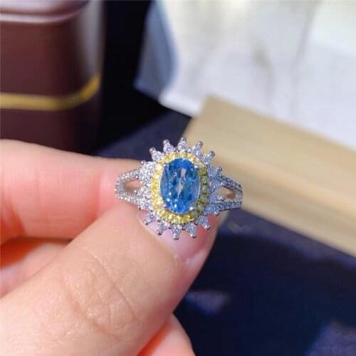 Natural Topaz Ring 925 Silver Womens Ring Luxury Atmosphere Fashion All-match