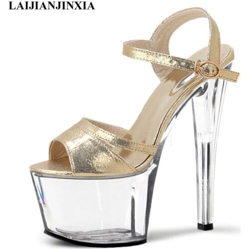 LAIJIANJINXIA New Sexy Summer Women Wedding Shoes Club Party Dancing Shoes 17cm High Heels Platform Sandals Pole Dance Shoes