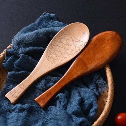 Traditional Style Creative Rice Spoon Fish-shaped Rice Spoon Hand-carved Gift Retro Rice Shovel Fish Rice Shovel Kitchen Tool