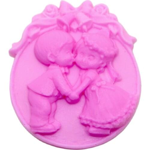 Boy And Girl Angels Wedding Soap Silicone Mold 'lovers Kiss Chocolate Cake Cake Decoration Silicone Seifenformen E999