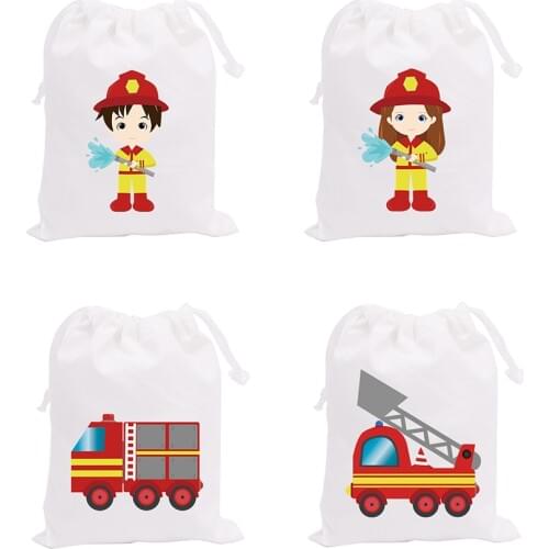 Fireman Theme Party Favor Bags Candy Bags Fireman Gifts Bags Fire Truck Kids Event Birthday Favor Bags Party Decoration Supplies
