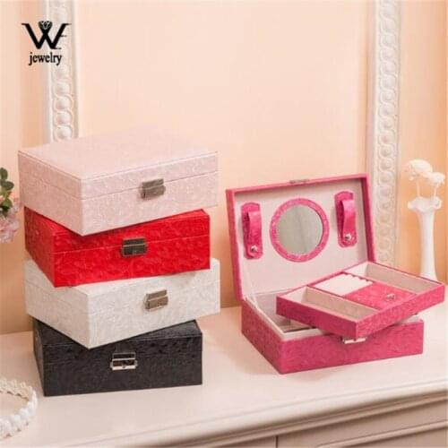 WE New Environmental PU Leather Jewelry Box Women Travel Jewelry Organizer Multifunction Necklace Earring Ring Storage Box Gifts