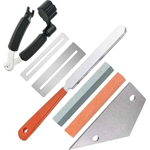 Guitar Repair Luthier Tools Kit Guitar Fret Crowning File 3 in 1 Guitar String Winder Cutter Fret Rocker Fingerboard Grinding