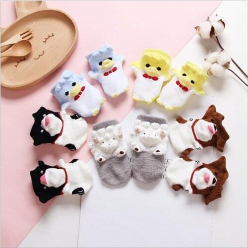 Newborn Baby Socks for Autumn/Spring Floor Childrens Socks Cute 3D Animal Anti-slip short Socks wholesale for 5 pairs