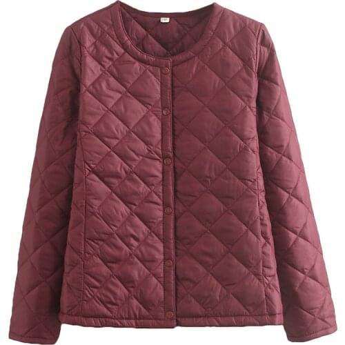 NewBang 4XL Plus Size Collarless Lightweight Cotton Coat Women Winter Warm Coat With Button Female Slim Jackets