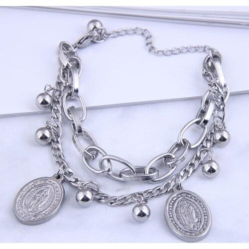 Punk Cuban Muliti Layers Chain Bracelets Set for Women Miami Boho Silver Color Charm Bracelets Bangles Fashion Jewelry