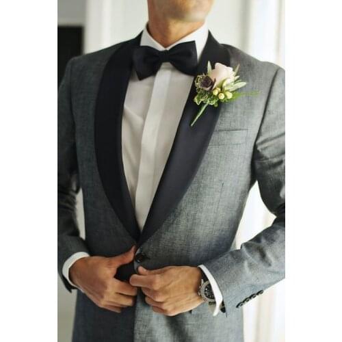 Latest Coat Pant Designs Smoking Grey Wedding Suits for Men Jacket Slim Fit Bridegroom Blazer Custom 2 Piece Tuxedo Masculino
