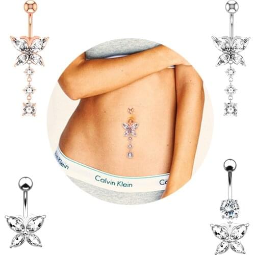 1PC Stainless Steel 14G Navel Piercing Belly Button Rings Piercing Ombligo Oreja Nombril Butterfly Navel Ring Sexy Body Jewelry