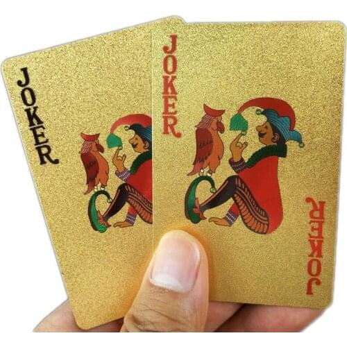 1 Set Gold Silver Foil Plated Poker Card Family Meet Games Gold Foil Playing Cards Texas Hold'em Poker Funny HOT