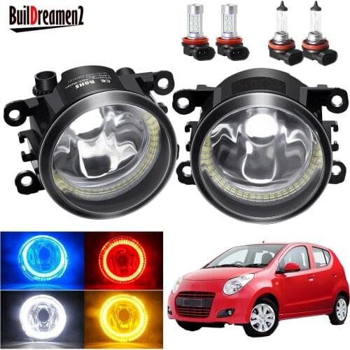 Angel Eye Fog Light Assembly For Suzuki Alto V GF Hatchback 2009-2015 Car 20W Front Bumper Fog Lamp with Halo Ring DRL 12V