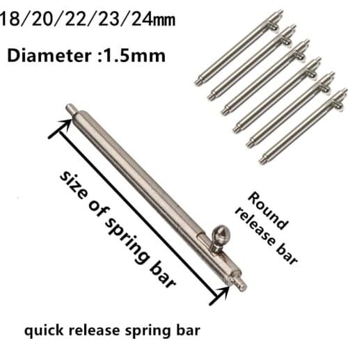 20pcs/set 1.5mm Quick Release Watch Spring Bar Stainless Steel 18/20/22/23/24mm Spring Bar Watch Repair Tools Kits Watch Pin