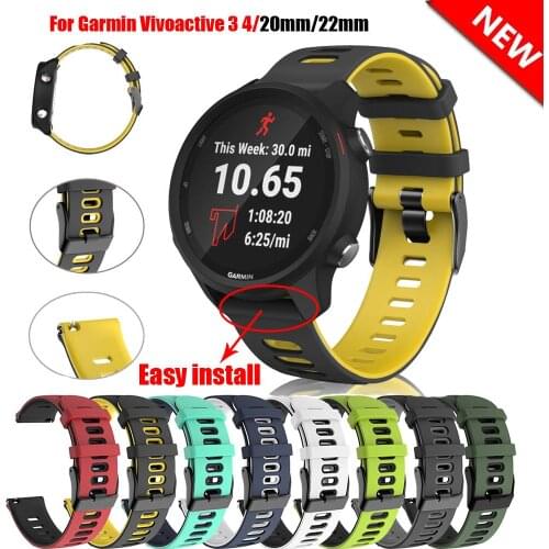 20 22mm Silicone Band Strap For Garmin Forerunner 245 245M 645 Vivoactive 3 4 Watchband Smart Watch Bracelet/Samsung Active 2 40