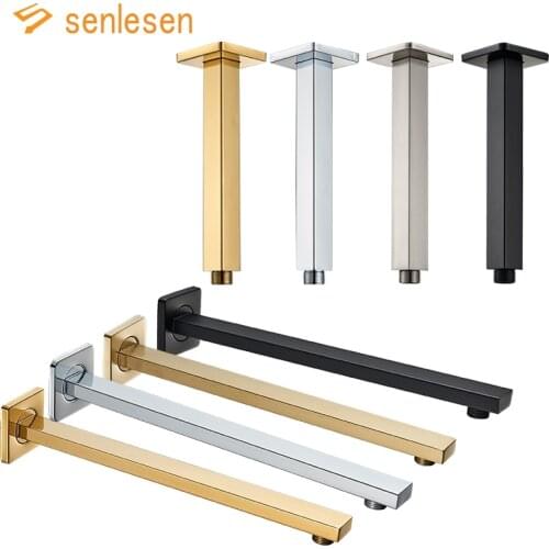 Senlesen Shower Arm Black Chrome Golden Wall Mounted & Ceiling Mounted Brass Bathroom Shower Accessories