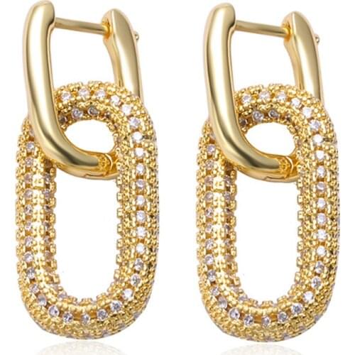 Earrings For Women CZ Jewelry Gold Color Rectangle Earring Hoops for party birthday gifts earring making supplies