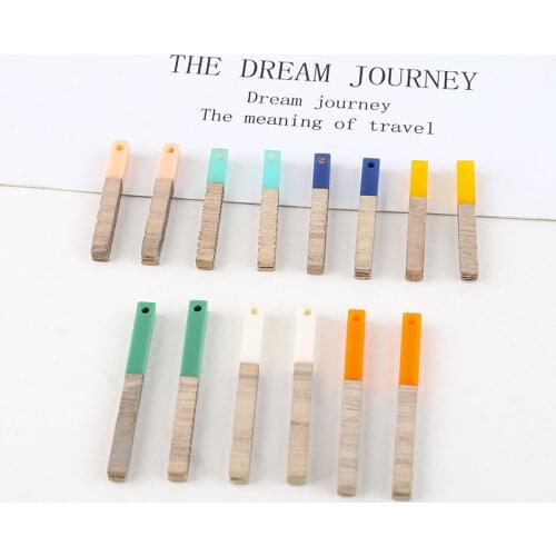 4pcs Vintage Elegant wood and resin Dangel Earrings For Women Fashion splicing strip pendant tassel Earrings jewelry accessories