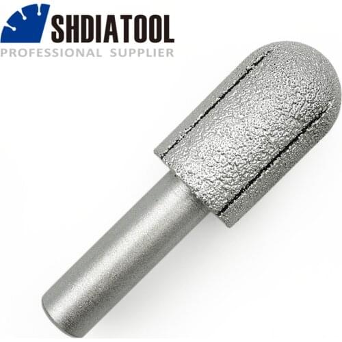 SHDIATOOL No.13 Long Type Radius 12mm Vacuum Brazed Diamond Router Bits With 1/2" Shank For Stone edge profiling Router Cutter