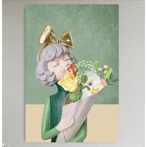 Nordic Cartoon Painting Canvas Abstract Sexy Women Girl Printed Sunflower Posters For Living Room Bedroom Corridor Decoration