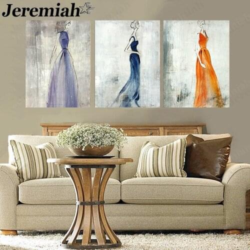 Modern Abstract Girl Canvas Painting Color Skirt Design Poster Wall Art Nordic Home Living Room Decoration Accessories