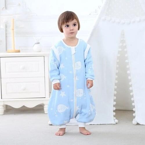 Spring Autumn 6 Layer Gauze Split-leg Sleeping Bag Children Anti-kick Quilt 2 Layer Gauze Baby Sleeping Bag Air-conditioned Room
