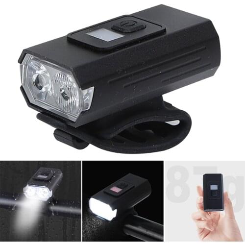 USB Rechargeable Bike Lights Front Light Waterproof Beam Cycling Flashlight