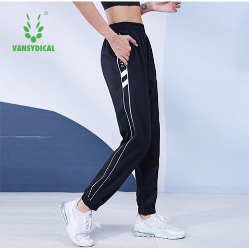 VANSYDICAL Winter Joggers Women Thickening Striped Printing Running Sport Pants for Gym Female Training Fitness Workout Trousers