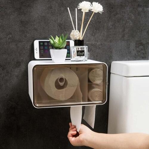 Waterproof Bathroom Shelf Wall Mount Tissue Box Shower Caddy Toliet Paper Holder Storage Box Napkin Holder Bathroom Organizer