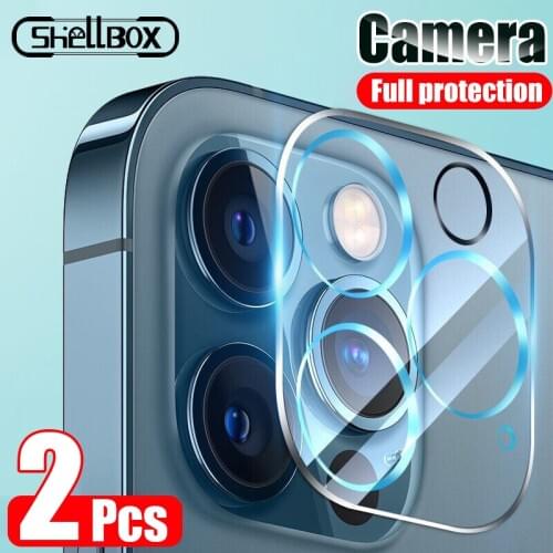Shellbox 2Pcs Camera Lens Protective Glass For iPhone 11 12 Pro Max Lens Screen Protector On For iPhone 1112 Mini Camera Glass